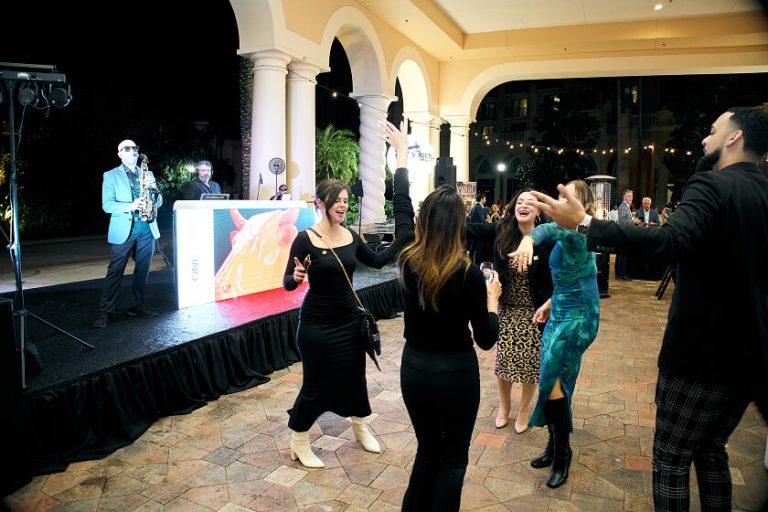Group dancing to the band at ICR Conference 2025